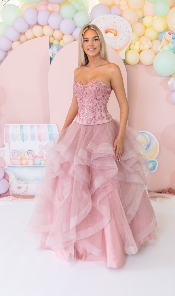 PF1103 Rose Pink 2 Piece Prom/Evening Dress